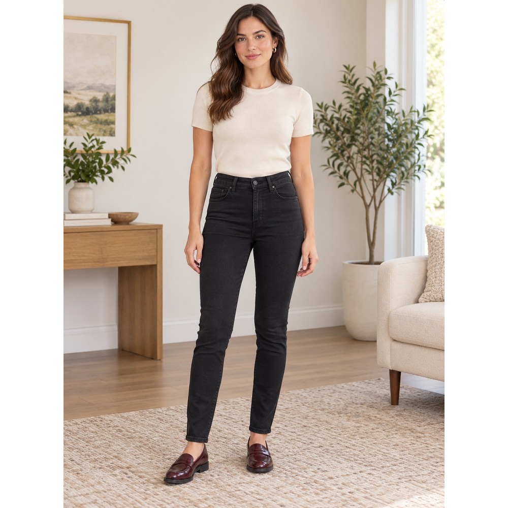 Ann Taylor The Skinny Curvy Fit Black High Rise Jeans Size 14T Tall